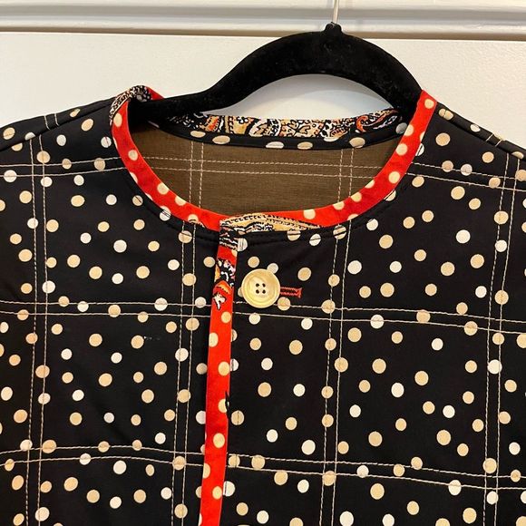 KOOS Of Course! Reversible Women's Jacket Size Small Polka Dot, Brown, Black, We - Picture 9 of 12